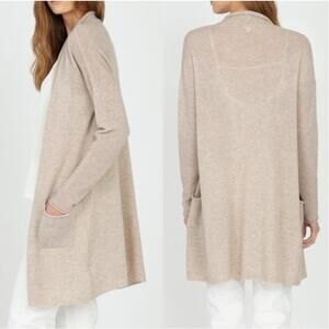 Cuyana Beige 100% Cashmere Longline Open Cardigan xs